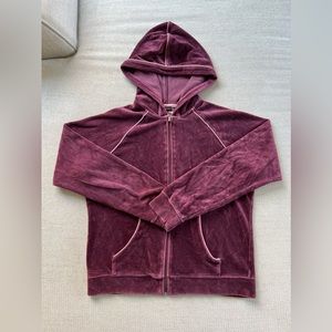 Y2K Velour Burgundy Zip-up Hoodie